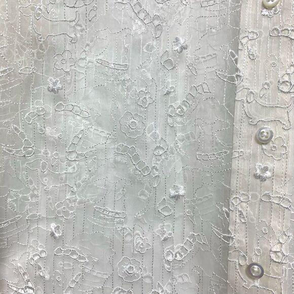 Thom Browne Dog & Floral Silk Button Up White Long Sleeve Blouse Top sz Small - Picture 6 of 10